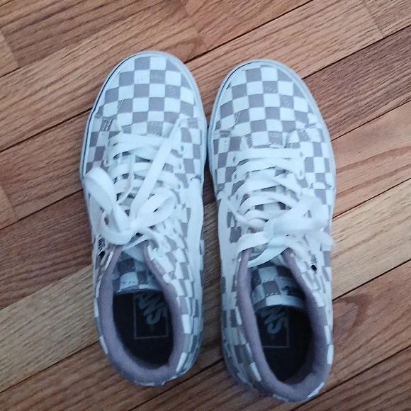 Vans Cherkerboard Pattern High Top Sneakers Dusty Lilac & White ■ Women's Size 7 - Picture 7 of 13